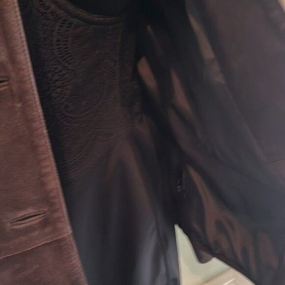 Helmut Lang Brown Distressed Dried Leather Coat Jacket  L - Picture 3 of 8